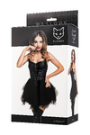 Платье Glossy Elisia с пышной юбкой из материала Wetlook, черное, L