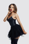 Платье Glossy Elisia с пышной юбкой из материала Wetlook, черное, XL